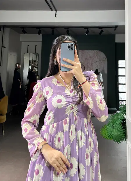 NNK4501 Weightless With Floral Print With Foil Work Ethnic Wear One Piece Dress Collection Wholesalers In Delhi